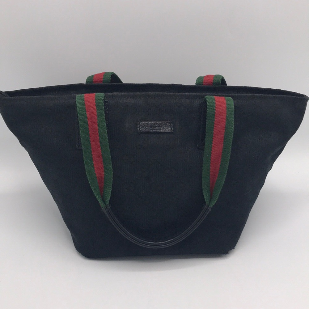 Authentic Gucci Black Canvas Tote Bag